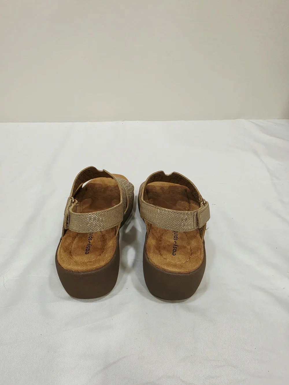 Easy Spirit Gold Kali Laser-Cut Wedge Sandals